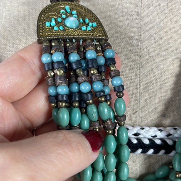 Teal Bohemian Costume Jewelry Necklace - Picture 5 of 8